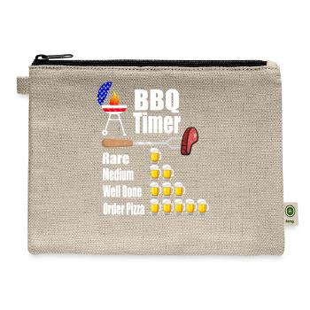Funny BBQ Timer Barbecue Grill Grilling Gift T Shi - Hemp Carry All Pouch - natural - Front