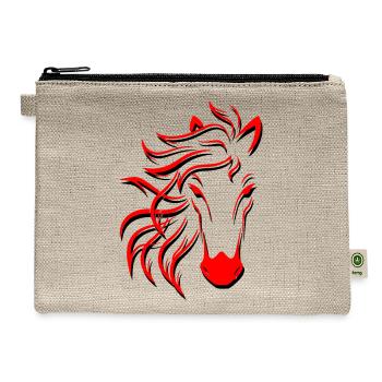 "Red Horse" - A beautiful design for horse lovers - Hemp Carry All Pouch - natural - Front