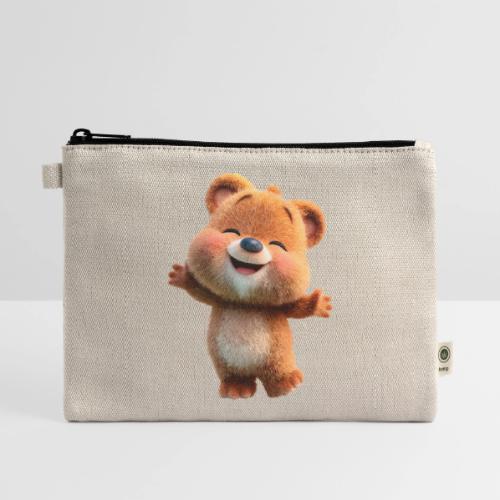 Joyful Baby Bear with Arms Up - Hemp Carry All Pouch