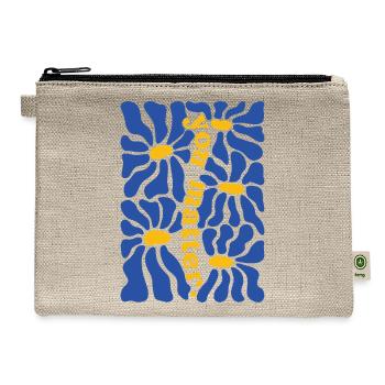 Blue Daisy Mosaic - Hemp Carry All Pouch - natural - Front