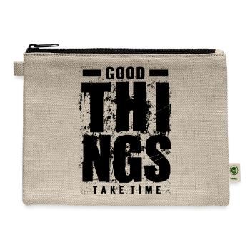 Midnight Monochrome Minimal - Hemp Carry All Pouch - natural - Front