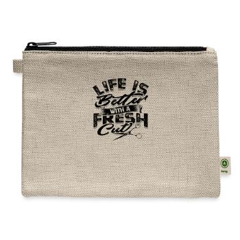 Life is better with a fresh cut - Barber - Hemp Carry All Pouch - natural - Front