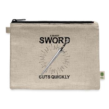 A sharp sword cuts quickly - Shield - Hemp Carry All Pouch - natural - Front
