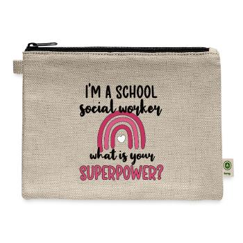 School Social Worker Gift Social Work Appreciation - Hemp Carry All Pouch - natural - Front