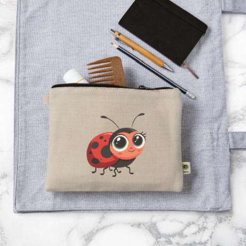 Cute Cartoon Ladybug Full of Joy - Hemp Carry All Pouch