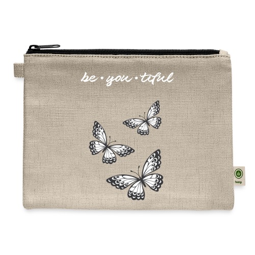 be_you_tiful_grey_white_text - Hemp Carry All Pouch