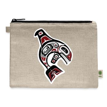 Orca Whale design Pacific Northwest blackfish - Hemp Carry All Pouch - natural - Front