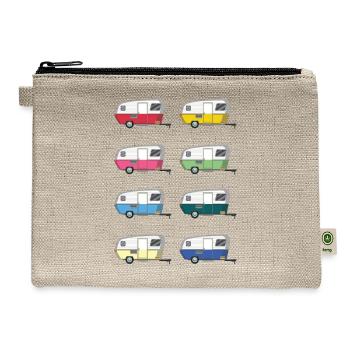 Colourful Vintage Eriba Puck Caravan Daisy - Hemp Carry All Pouch - natural - Front