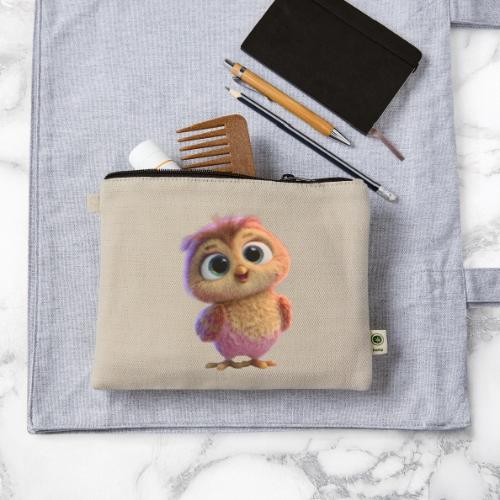 Adorable Baby Owl with Big Eyes - Hemp Carry All Pouch