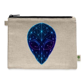 Neon Geometric Alien Face - Hemp Carry All Pouch - natural - Front
