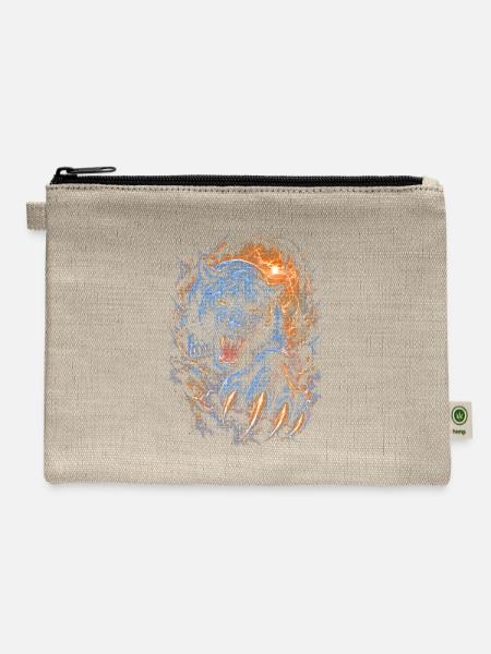 Blue Lightning Tiger Fury - Hemp Carry All Pouch - natural