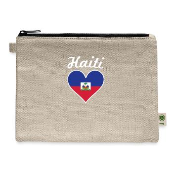 Haiti Flag Heart - Hemp Carry All Pouch - natural - Front