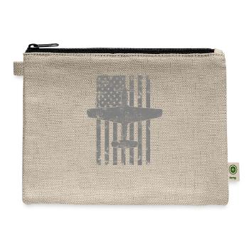 P-51 Mustang WWII Airplane Vintage Flag - Hemp Carry All Pouch - natural - Front