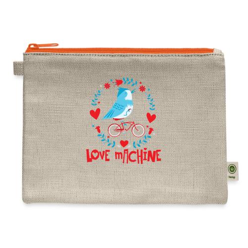 Cute Love Machine Bird - Hemp Carry All Pouch
