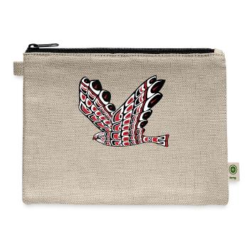 Pacific Northwest Red Tail Hawk Native American - Hemp Carry All Pouch - natural - Front
