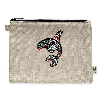Orca Killer Whale Pacific Northwest Alaska Native - Hemp Carry All Pouch - natural - Front