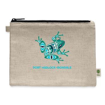 Port Hadlock Irondale WA Frog Pacific NW Native - Hemp Carry All Pouch - natural - Front