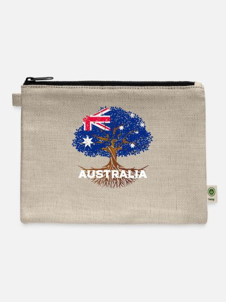 Australia Flag Tree - Hemp Carry All Pouch - natural