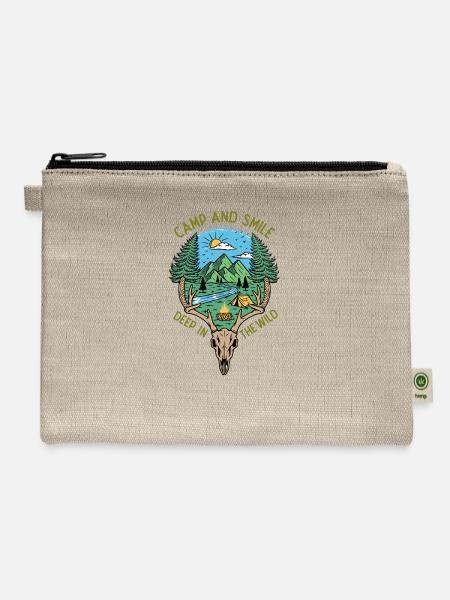 Funny Camping Sayings - Hemp Carry All Pouch - natural