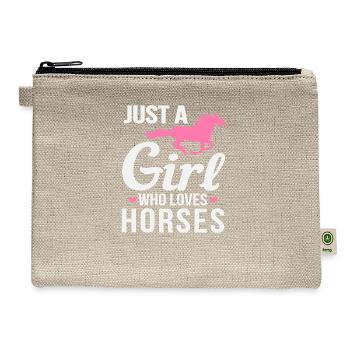 Just A Girl Who Loves Horses Funny Horse design - Hemp Carry All Pouch - natural - Front