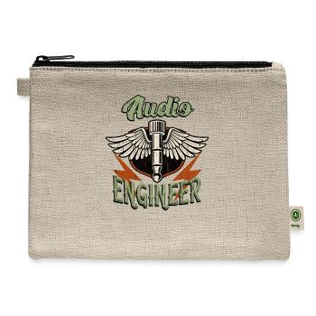 Audio Engineer Sound Vintage Microphone Jack Plug - Hemp Carry All Pouch - natural - Front