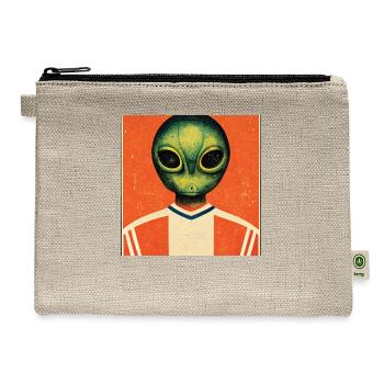 alien passport photo, alien selfie - Hemp Carry All Pouch - natural - Front