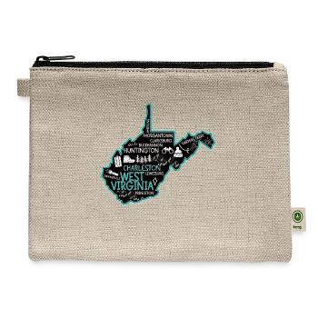 Cute map of West Virginia Charleston Lewisburg - Hemp Carry All Pouch - natural - Front