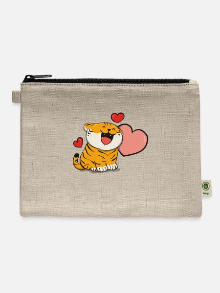 50 love love love - Hemp Carry All Pouch - natural