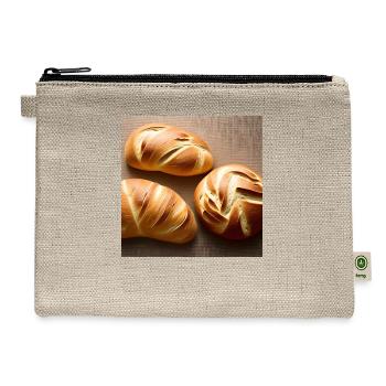 Portrait of a crusty bread - Hemp Carry All Pouch - natural - Front