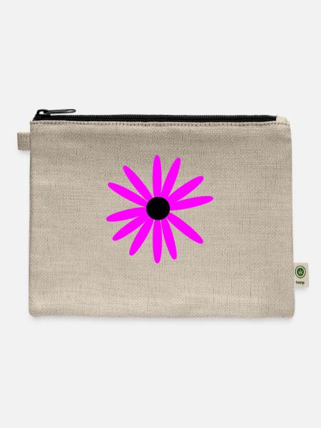 Dark Pink Daisy - Hemp Carry All Pouch - natural