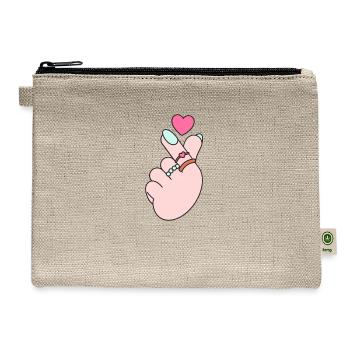 cute finger heart design T-shirt - Hemp Carry All Pouch - natural - Front
