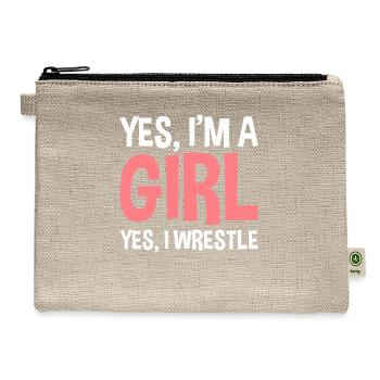 Wrestler Girl Wrestle Wrestling - Hemp Carry All Pouch - natural - Front