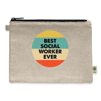 Social Worker Shirt Best Social Worker Ever - Hemp Carry All Pouch - natural - Front