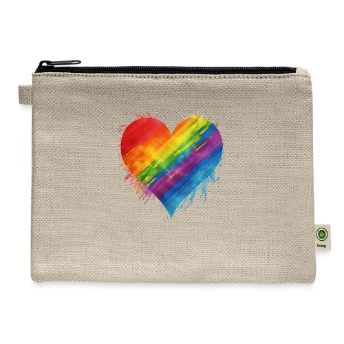 Watercolor Rainbow Pride Heart - LGBTQ LGBT Pride - Hemp Carry All Pouch
