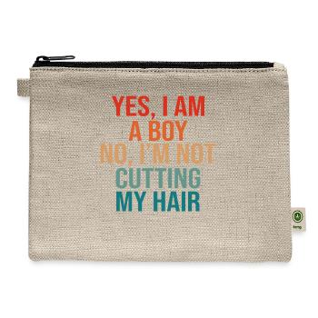 Yes, i am a boy no i´m not cutting my hair - Hemp Carry All Pouch - natural - Front