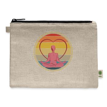 Minimalism Meditation Heart Vintage Distressed - Hemp Carry All Pouch - natural - Front