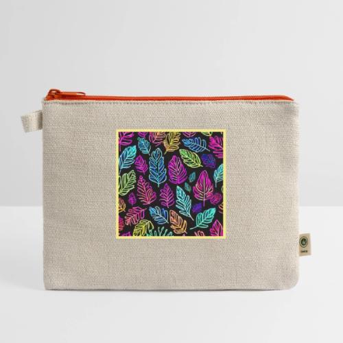 Luminous Foliage Tapestry: Neon Leaves Symphony - Hemp Carry All Pouch