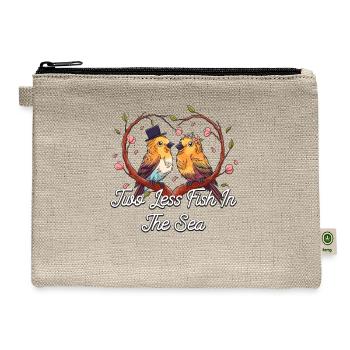 Two Less Fish In The Sea Wedding Pun Bride and Gro - Hemp Carry All Pouch - natural - Front