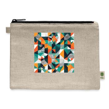 Minimalist Geometric Design with Depth Illusion - Hemp Carry All Pouch - natural - Front