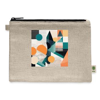 Minimalist Geometric Design with Depth Illusion - Hemp Carry All Pouch - natural - Front