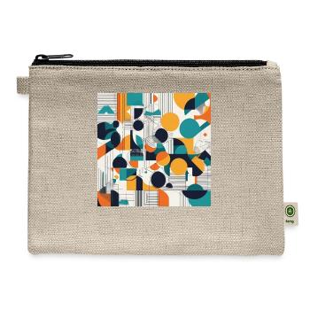 Minimalist Geometric Design with Depth Illusion - Hemp Carry All Pouch - natural - Front