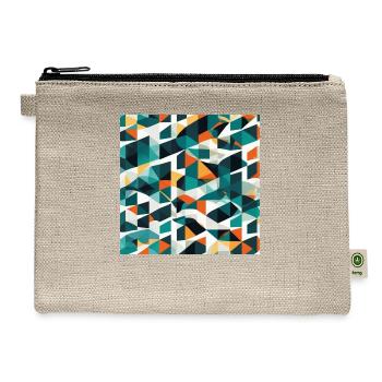 Minimalist Geometric Design with Depth Illusion - Hemp Carry All Pouch - natural - Front