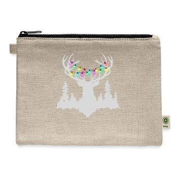 Christmas deer with christmas lights - Hemp Carry All Pouch - natural - Front