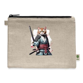 Fearless Samurai Cat - Hemp Carry All Pouch - natural - Front
