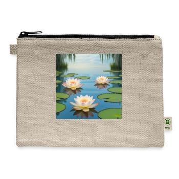 Floating Lotus Flowers - Hemp Carry All Pouch - natural - Front