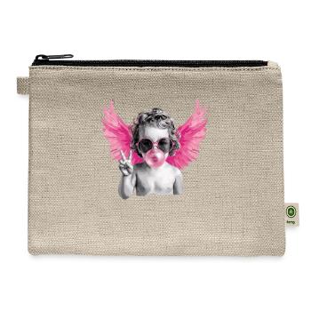 Valentine Blowing Bubble Cupid Valentines Day - Hemp Carry All Pouch - natural - Front