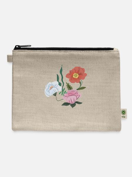 Flowers - Hemp Carry All Pouch - natural