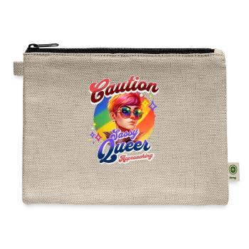 CAUTION SASSY QUEER APPROACHING - Hemp Carry All Pouch - natural - Front