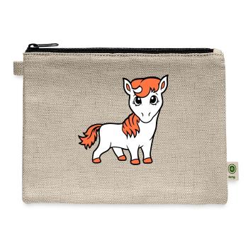 Horse Sweet Pony Foal Cute Cartoon Funny Comic Fun - Hemp Carry All Pouch - natural - Front