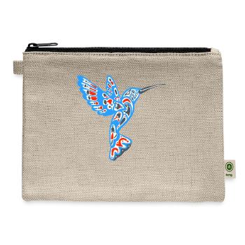 Hummingbird Native American Indian Pacific NW - Hemp Carry All Pouch - natural - Front